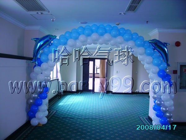 海豚拱门 - 店庆气球布置 decoration_haha balloon哈哈气球